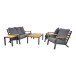 Gartenlounge-Set >Donnan< 3-Sitzer, 2 Sessel, Tisch, Beistelltisch, Aluminium anthrazit, Bambus