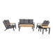 Gartenlounge-Set >Donnan< 3-Sitzer, 2 Sessel, Tisch, Beistelltisch, Aluminium anthrazit, Bambus