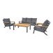 Gartenlounge-Set >Donnan< 3-Sitzer, 2 Sessel, Tisch, Beistelltisch, Aluminium anthrazit, Bambus