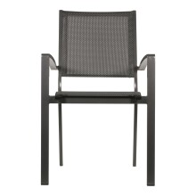Gartenstuhl >Mojito Negro< Armlehnstuhl, Stapelstuhl, Aluminium matt anthrazit - 55x95x65 (BxHxT)