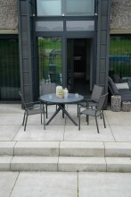 Gartenstuhl >Mojito Negro< Armlehnstuhl, Stapelstuhl, Aluminium matt anthrazit - 55x95x65 (BxHxT)