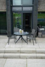 Gartenstuhl >Mojito Negro< Armlehnstuhl, Stapelstuhl, Aluminium matt anthrazit - 55x95x65 (BxHxT)