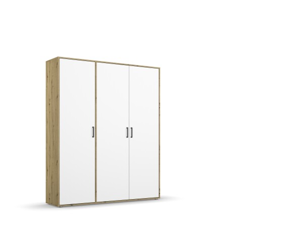Drehtürenschrank >Voyager< 4 Böden, 1 Stange, Eiche Artisan Dekor / weiss - 140x194x53cm (B/H/T)