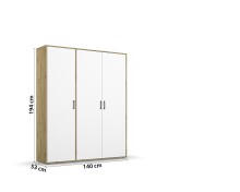 Drehtürenschrank >Voyager< 4 Böden, 1 Stange, Eiche Artisan Dekor / weiss - 140x194x53cm (B/H/T)