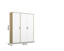 Drehtürenschrank >Voyager< 4 Böden, 1 Stange, Eiche Artisan Dekor / weiss - 140x194x53cm (B/H/T)