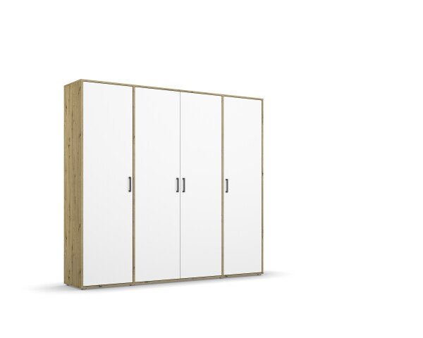 Drehtürenschrank >Voyager< 7 Böden, 1 Stange, Eiche Artisan Dekor / weiss - 187x194x53 (BxHxT)