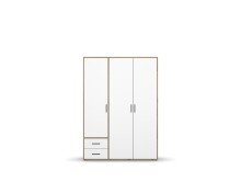 Drehtürenschrank >Voyager< 2 Schübe, 3 Böden, Eiche Artisan Dekor / weiss - 140x194x53cm (B/H/T)