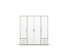 Drehtürenschrank >Voyager< 4 Schübe, 5 Böden, Eiche Artisan Dekor / weiss - 187x194x53 (BxHxT)