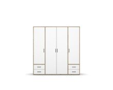 Drehtürenschrank >Voyager< 4 Schübe, 5 Böden, Eiche Artisan Dekor / weiss - 187x194x53 (BxHxT)