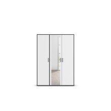 Drehtürenschrank >Voyager< 4 Böden, 1 Stange, weiß / Spiegel / grau - 140x194x53cm (B/H/T)