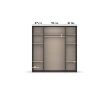 Drehtürenschrank >Voyager< 7 Böden, 1 Stange, weiß / Spiegel / grau - 187x194x53cm (B/H/T)