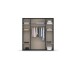 Drehtürenschrank >Voyager< 7 Böden, 1 Stange, weiß / Spiegel / grau - 187x194x53cm (B/H/T)