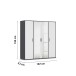 Drehtürenschrank >Voyager< 7 Böden, 1 Stange, weiß / Spiegel / grau - 187x194x53cm (B/H/T)