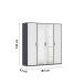 Drehtürenschrank >Voyager< 7 Böden, 1 Stange, weiß / Spiegel / grau - 187x194x53cm (B/H/T)