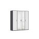 Drehtürenschrank >Voyager< 7 Böden, 1 Stange, weiß / Spiegel / grau - 187x194x53cm (B/H/T)