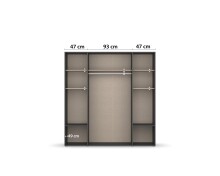 Drehtürenschrank >Voyager< 4 Schübe, 5 Böden, weiß / Spiegel / grau - 187x194x53cm (B/H/T)