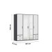 Drehtürenschrank >Voyager< 4 Schübe, 5 Böden, weiß / Spiegel / grau - 187x194x53cm (B/H/T)