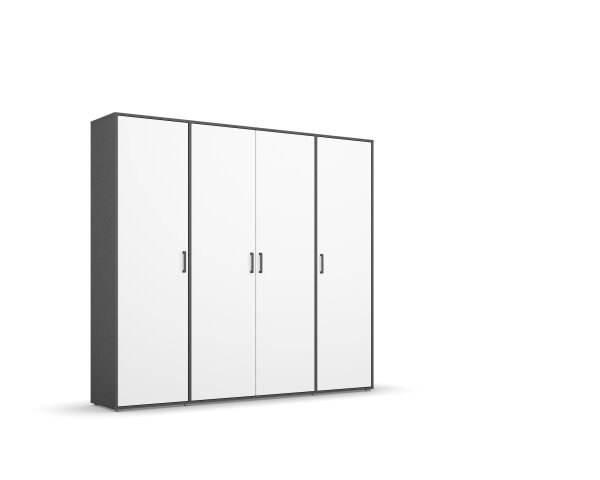 Drehtürenschrank >Voyager< 4 Türen, 7 Böden, 1 Stange, weiß /  grau - 187x194x53 (BxHxT)
