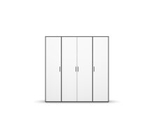 Drehtürenschrank >Voyager< 4 Türen, 7 Böden, 1 Stange, weiß /  grau - 187x194x53 (BxHxT)