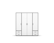 Drehtürenschrank >Voyager< 4 Türen, 4 Schübe, 5 Böden, 1 Stange, weiß / grau - 187x194x53 (BxHxT)