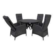 Gartensessel >Soho< inkl. Polster und Rückeverstellung, Geflecht grau - 60x110x68 (BxHxT)