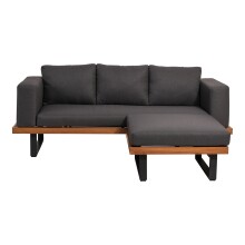 Gartenlounge-Set >Granada< Bezug anthrazit / Alu-Holzoptik - 210x42x160 (BxHxT)