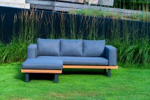 Gartenlounge-Set >Granada< Bezug anthrazit / Alu-Holzoptik - 210x42x160 (BxHxT)