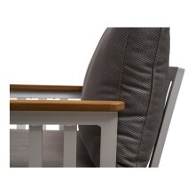 Loungeset >Amalfi< 3-Sitzer, 2 Sessel, Tisch, mit Kissen, Alu mattweiß / Anthrazit