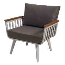 Loungeset >Amalfi< 3-Sitzer, 2 Sessel, Tisch, mit Kissen, Alu mattweiß / Anthrazit