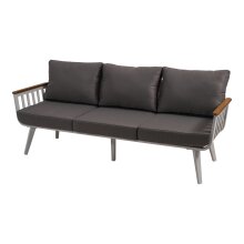 Loungeset >Amalfi< 3-Sitzer, 2 Sessel, Tisch, mit Kissen, Alu mattweiß / Anthrazit