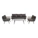 Loungeset >Amalfi< 3-Sitzer, 2 Sessel, Tisch, mit Kissen, Alu mattweiß / Anthrazit