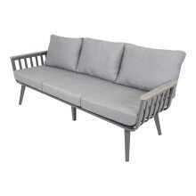 Loungeset >Amalfi< 3-Sitzer, 2 Sessel, Tisch, mit Kissen, Alu grau / grau