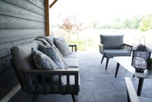 Loungeset >Amalfi< 3-Sitzer, 2 Sessel, Tisch, mit Kissen, Alu grau / grau