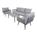 Loungeset >Amalfi< 3-Sitzer, 2 Sessel, Tisch, mit Kissen, Alu grau / grau
