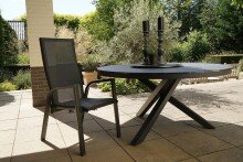 Gartentisch >Mojito Ceramic Negro< rund, Glaskeramik, Aluminium, anthrazit - 74x150 (HxD)