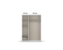Drehtürenschrank >Voyager< 4 Böden, Eiche Artisan Dekor / Spiegel / weiß - 140x194x53cm (B/H/T)