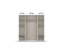 Drehtürenschrank >Voyager< 7 Böden, Eiche Artisan Dekor / Spiegel / weiß - 187x194x53cm (B/H/T)