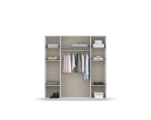 Drehtürenschrank >Voyager< 7 Böden, Eiche Artisan Dekor / Spiegel / weiß - 187x194x53cm (B/H/T)