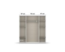 Drehtürenschrank >Voyager< 7 Böden, Eiche Artisan Dekor / Spiegel / weiß - 187x194x53cm (B/H/T)