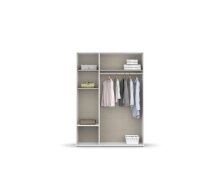 Drehtürenschrank >Voyager< 2 Schübe, Eiche Artisan Dekor / Spiegel / weiß - 140x194x53cm (B/H/T)