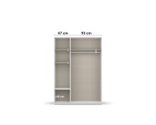 Drehtürenschrank >Voyager< 2 Schübe, Eiche Artisan Dekor / Spiegel / weiß - 140x194x53cm (B/H/T)