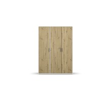 Drehtürenschrank >Voyager< 4 Böden, 1 Stange, Eiche Artisan Dekor / weiß - 140x194x53 (BxHxT)