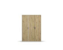 Drehtürenschrank >Voyager< 4 Böden, 1 Stange, Eiche Artisan Dekor / weiß - 140x194x53 (BxHxT)