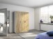 Drehtürenschrank >Voyager< 4 Böden, 1 Stange, Eiche Artisan Dekor / weiß - 140x194x53 (BxHxT)