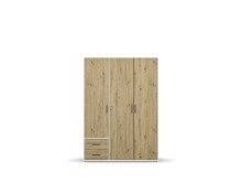 Drehtürenschrank >Voyager< 2 Schübe, 3 Böden, Eiche Artisan Dekor / weiß - 140x194x53 (BxHxT)