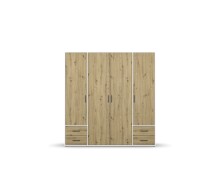 Drehtürenschrank >Voyager< 4 Schübe, 5 Böden, Eiche Artisan Dekor / weiß - 187x194x53cm (B/H/T)