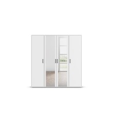 Drehtürenschrank >Voyager< 4 Türen, 7 Böden, 1 Stange, weiß / Spiegel - 187x194x53cm (B/H/T)