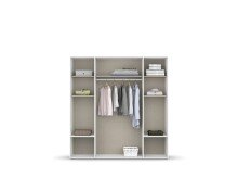 Drehtürenschrank >Voyager< 4 Schübe, 5 Böden, 1 Stange, weiß / Spiegel - 187x194x53cm (B/H/T)