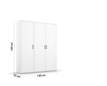 Drehtürenschrank >Voyager< 3 Türen, 4 Böden, 1 Stange, alpinweiß - 140x194x53cm (BxHxT)