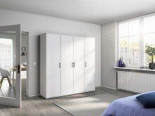 Drehtürenschrank >Voyager< 4 Türen, 7 Böden, 1 Stange, alpinweiß  - 187x194x53cm (BxHxT)